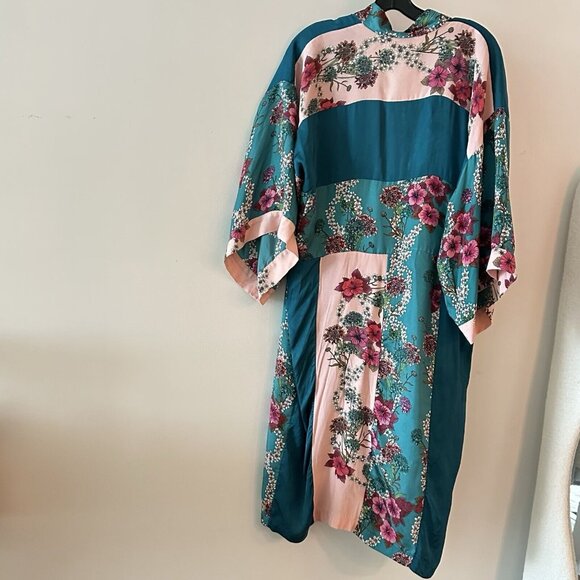 Sandro Kimono Jacket Color Printed Blocked Floral Size 36 - Picture 8 of 12